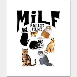 MILF Man I Love Felines Sunset Vintage Posters and Art